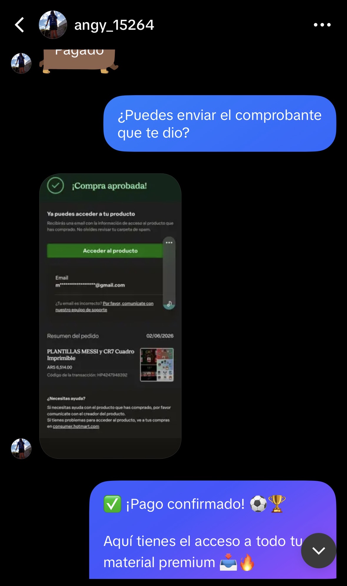 Pago confirmado y entrega inmediata del pack premium